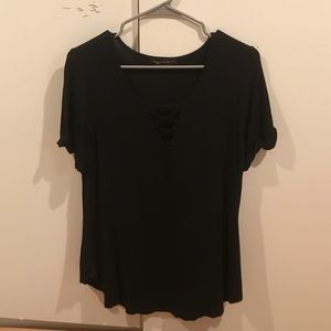Basic Black T-shirt with Cross Infront